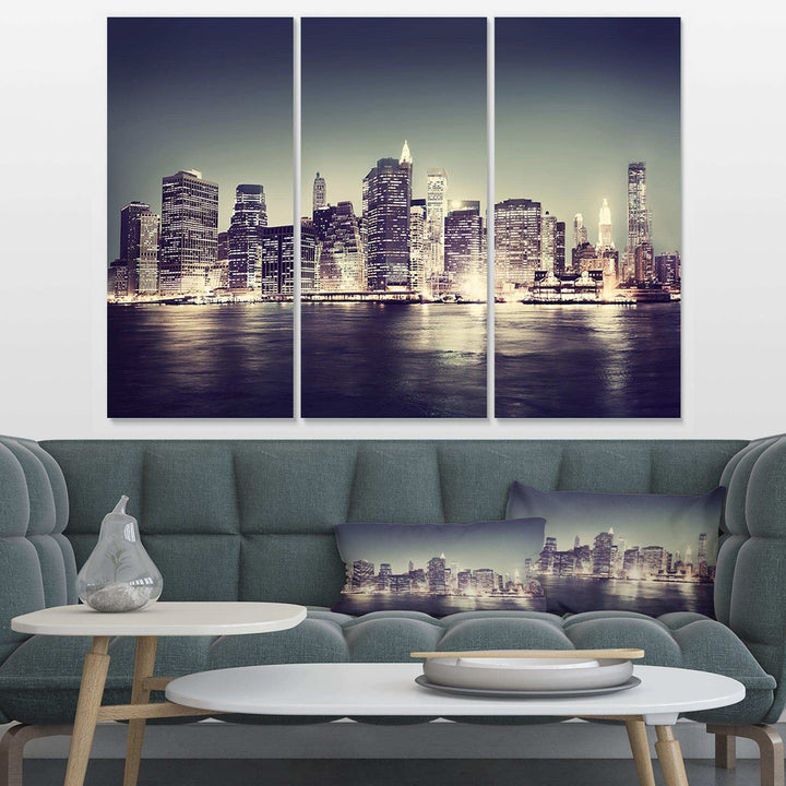 Black and White NYC Night Panorama Multi-Panels
