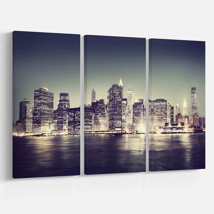Black and White NYC Night Panorama Multi-Panels