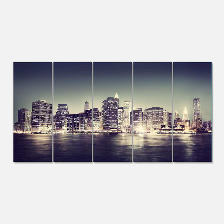 Black and White NYC Night Panorama Multi-Panels