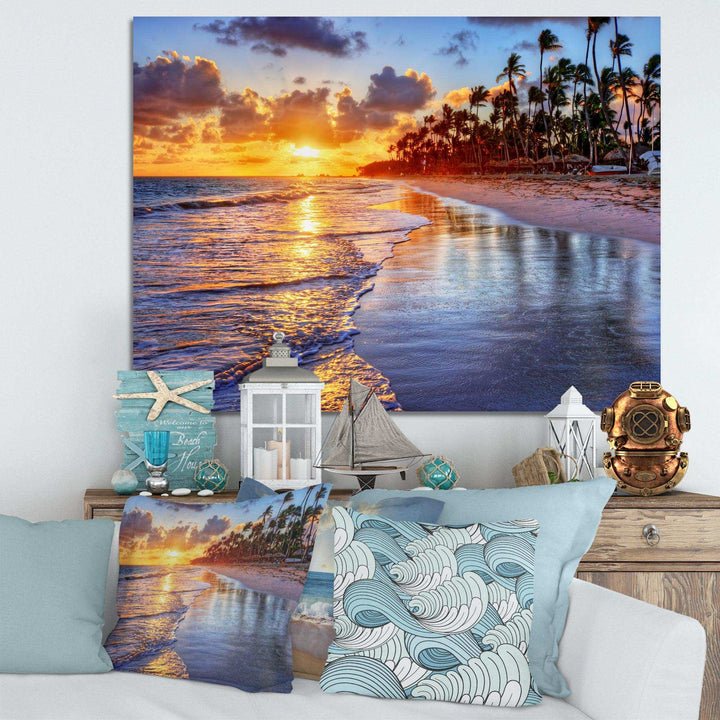 Beach Side Resort With Palm Trees