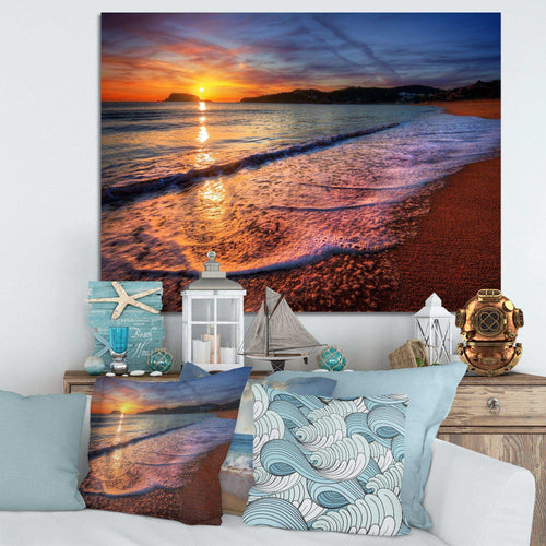 Foaming Waves at Beautiful Sunset