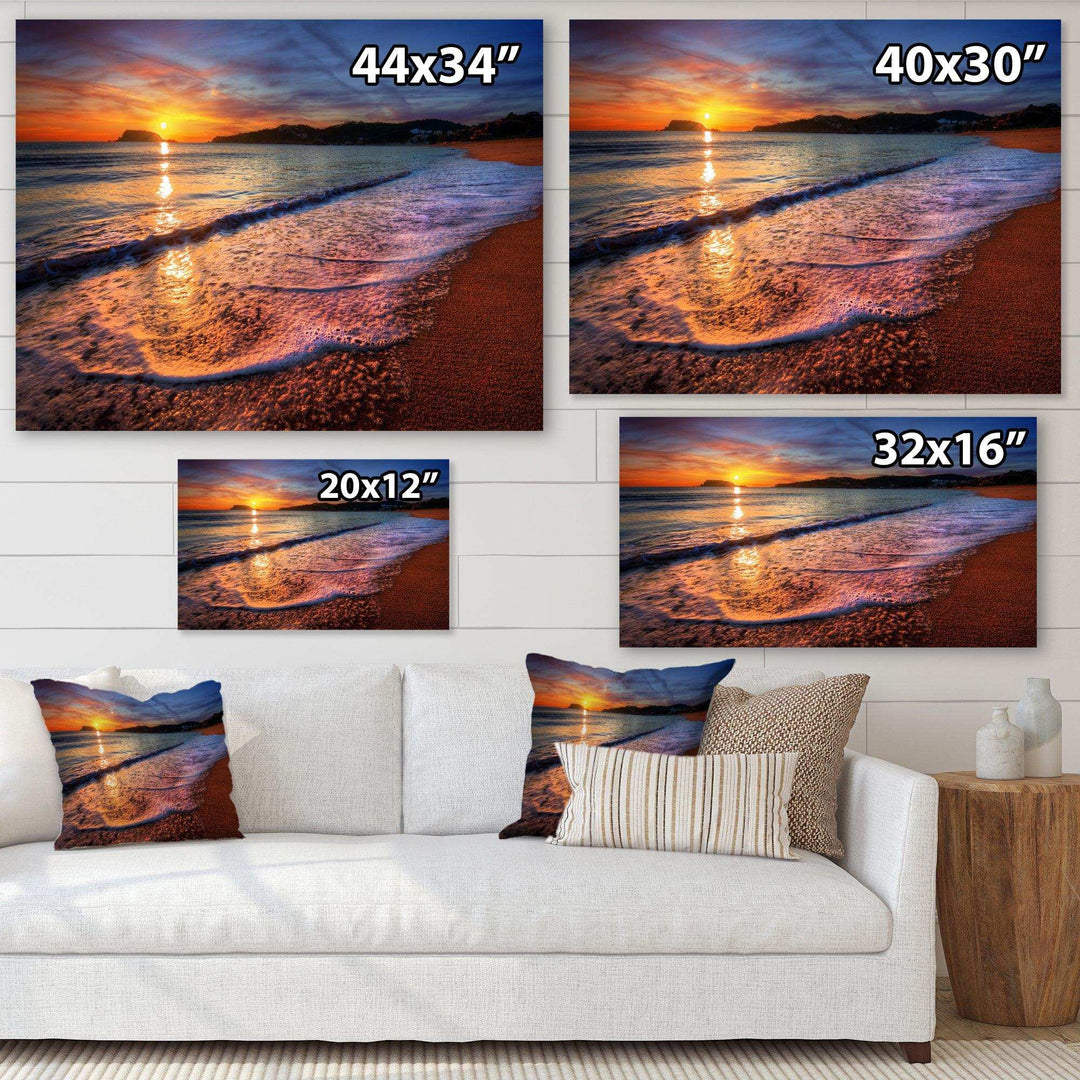 Foaming Waves at Beautiful Sunset