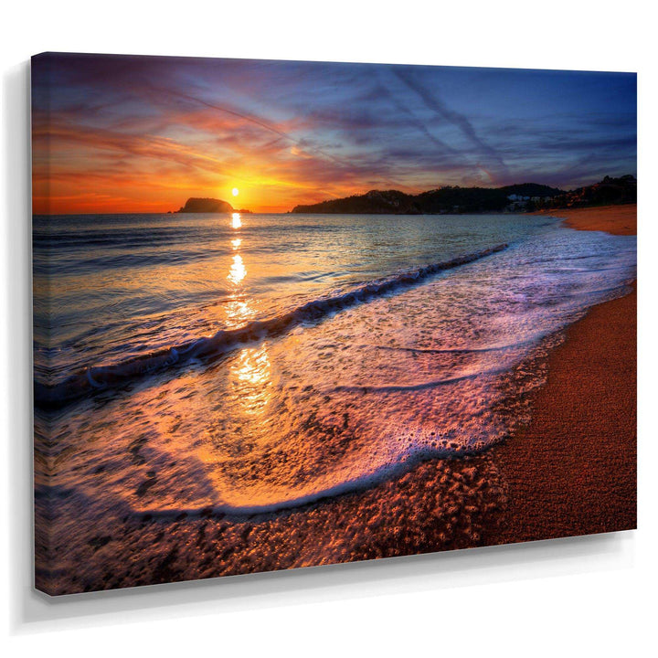 Foaming Waves at Beautiful Sunset