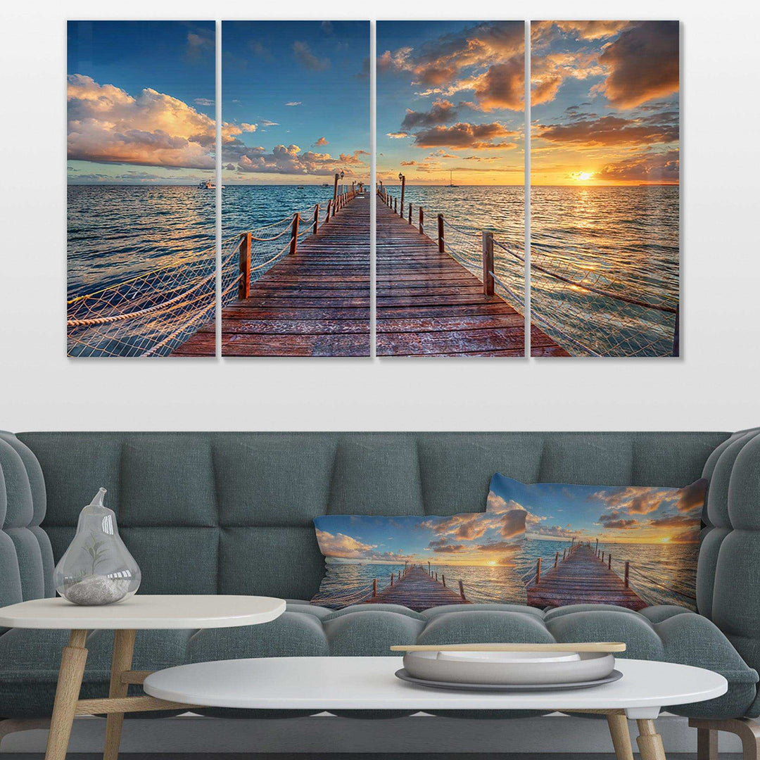 Brilliant Sunrise over Sea Pier Multi-Panels