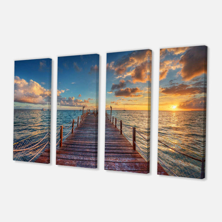 Brilliant Sunrise over Sea Pier Multi-Panels