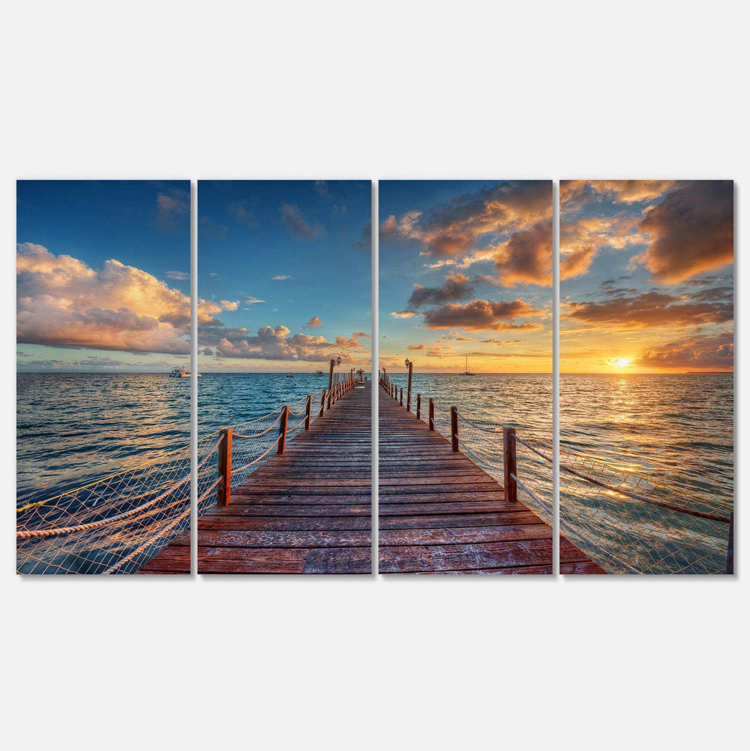 Brilliant Sunrise over Sea Pier Multi-Panels