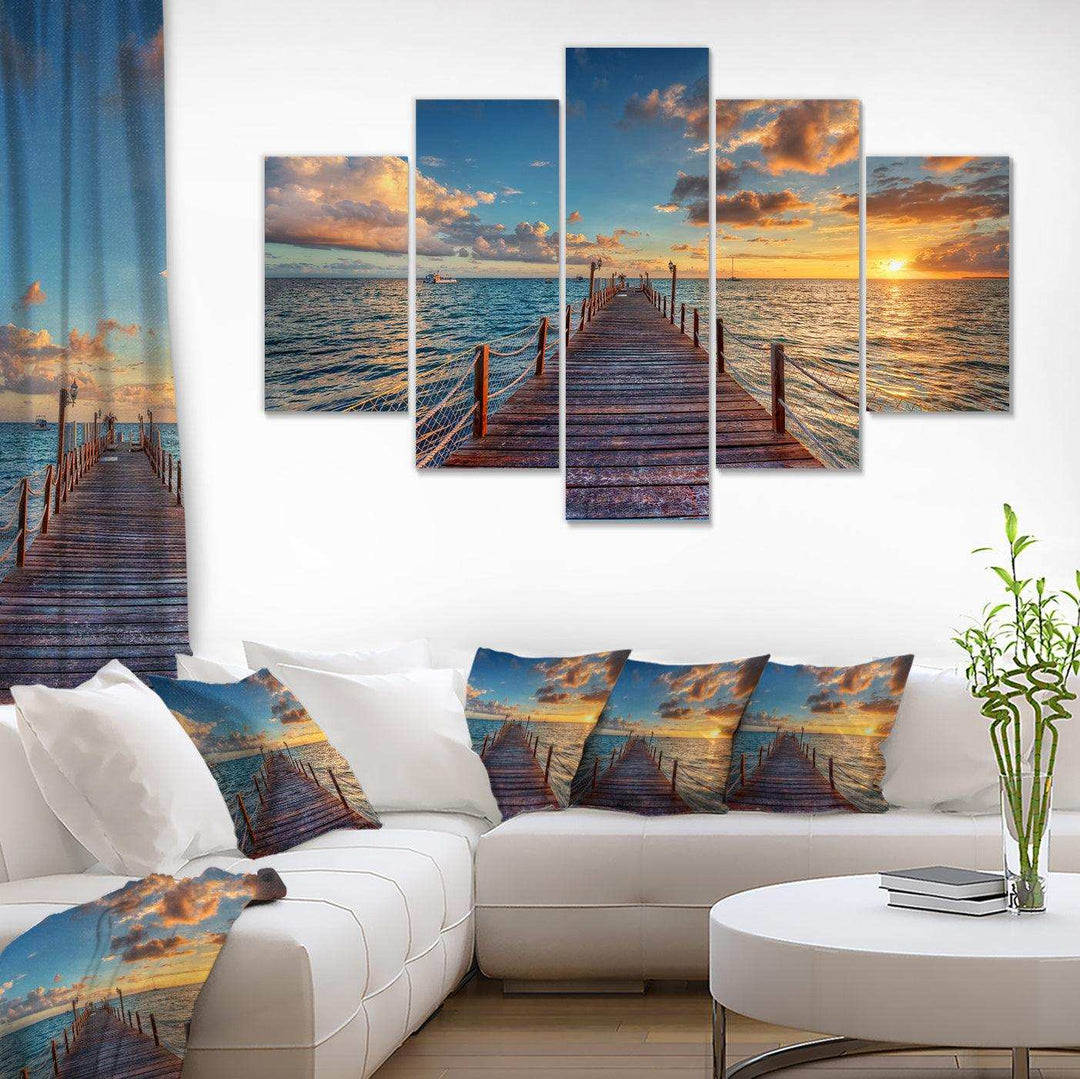 Brilliant Sunrise over Sea Pier Multi-Panels