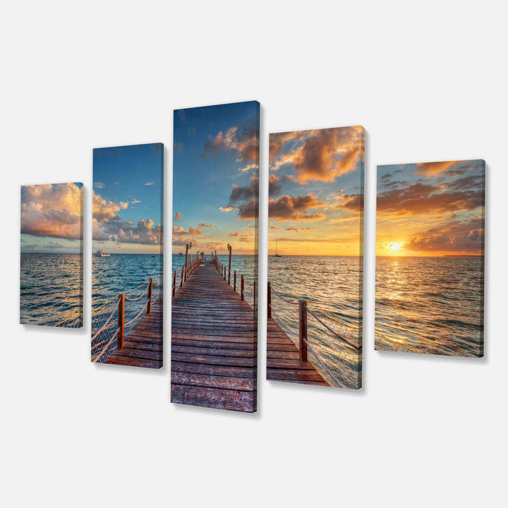 Brilliant Sunrise over Sea Pier Multi-Panels