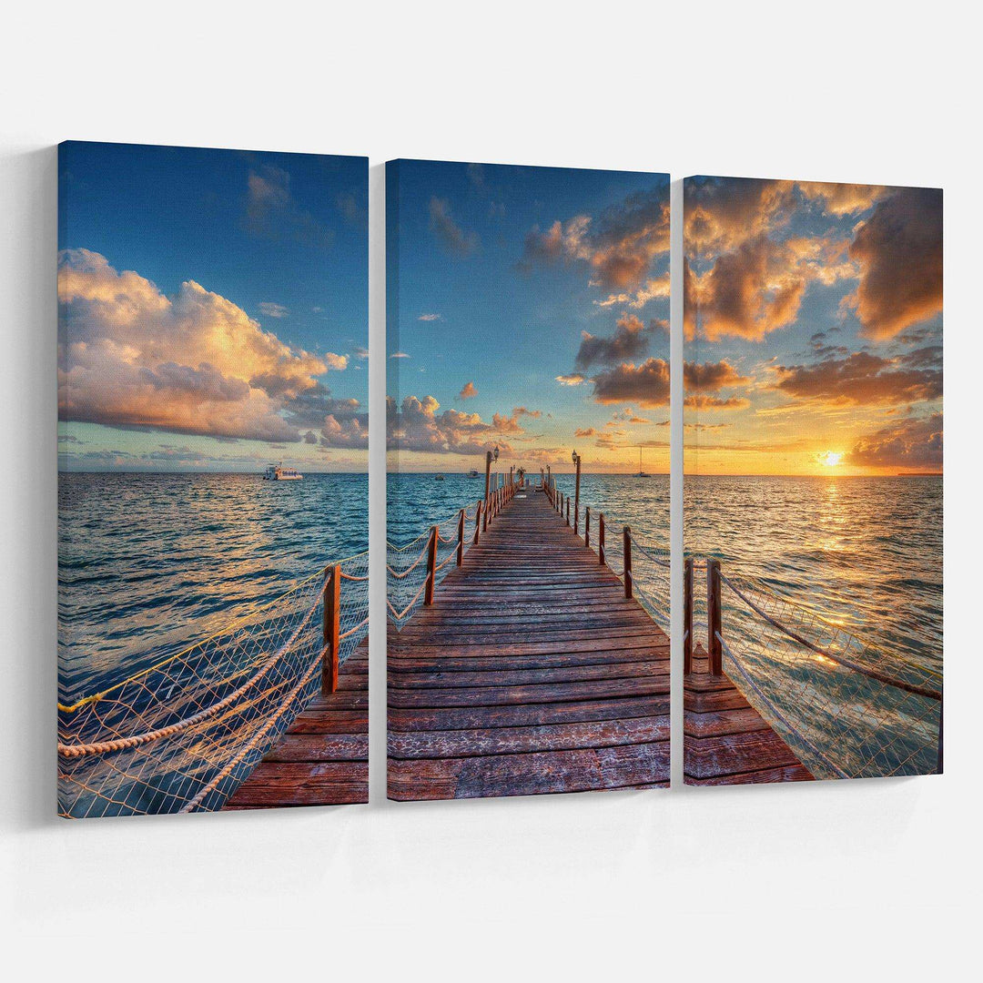 Brilliant Sunrise over Sea Pier Multi-Panels