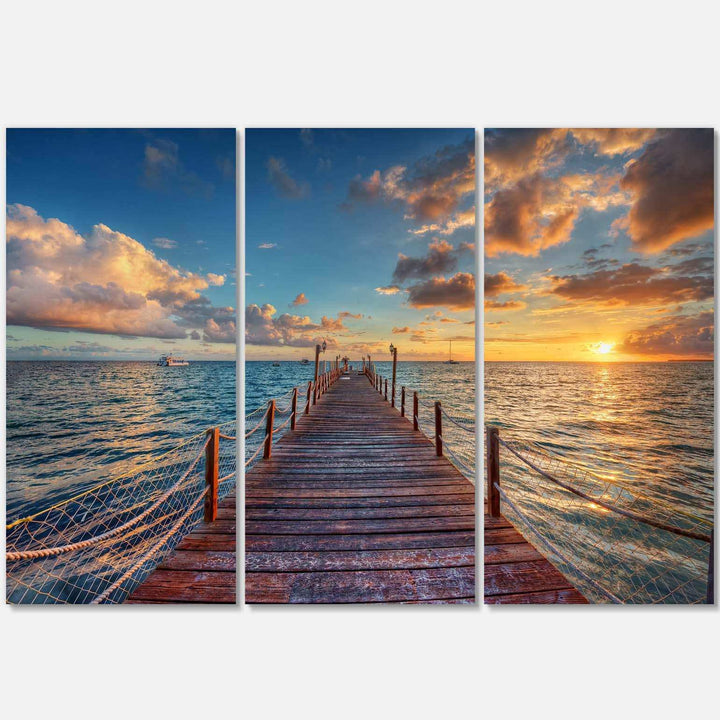 Brilliant Sunrise over Sea Pier Multi-Panels