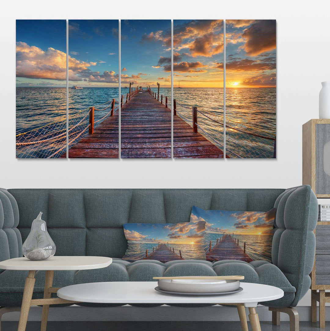 Brilliant Sunrise over Sea Pier Multi-Panels
