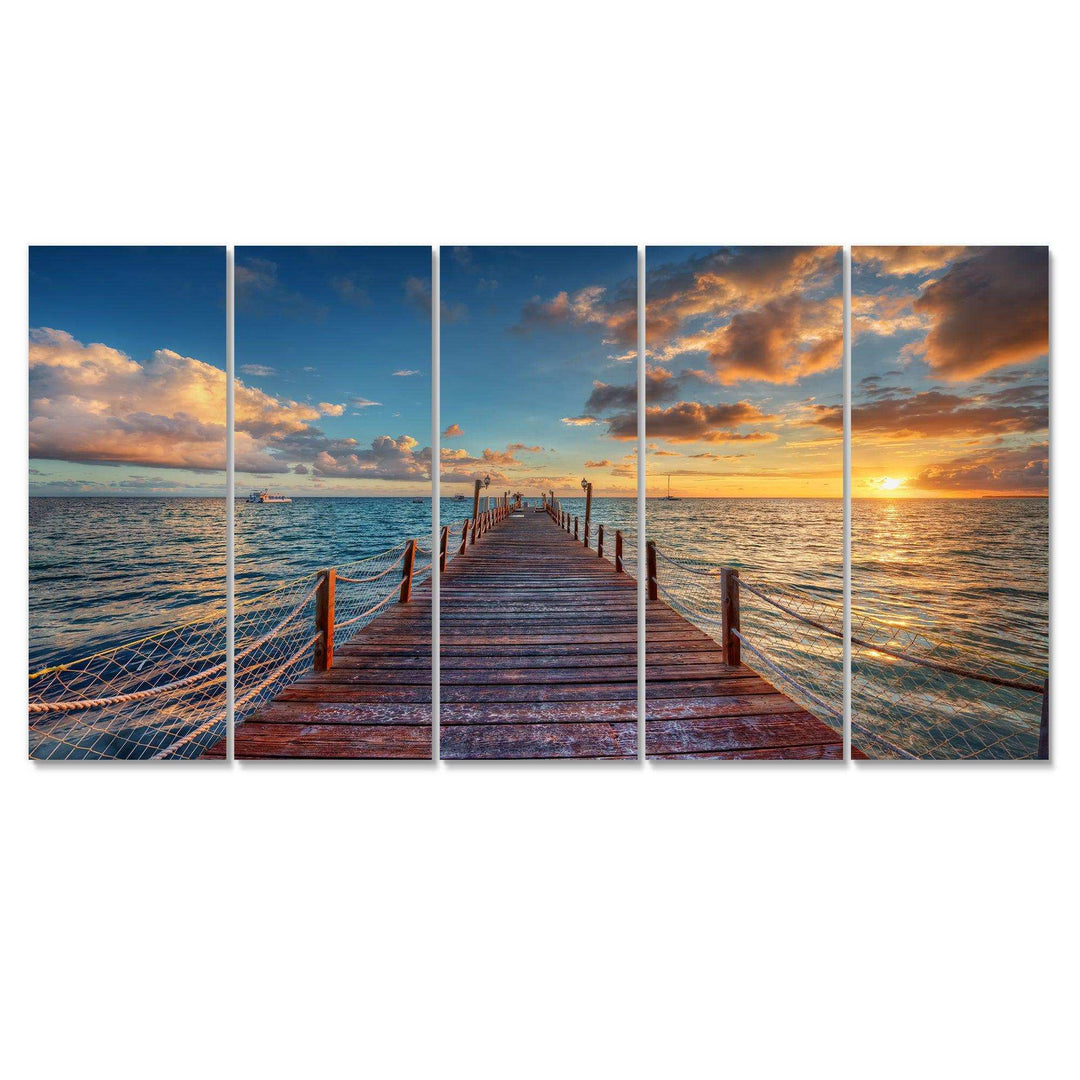 Brilliant Sunrise over Sea Pier Multi-Panels