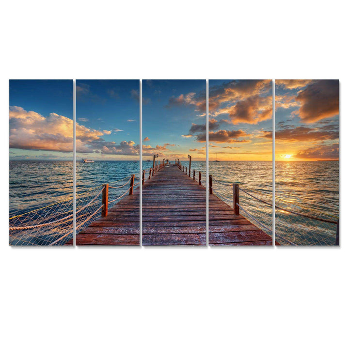 Brilliant Sunrise over Sea Pier Multi-Panels