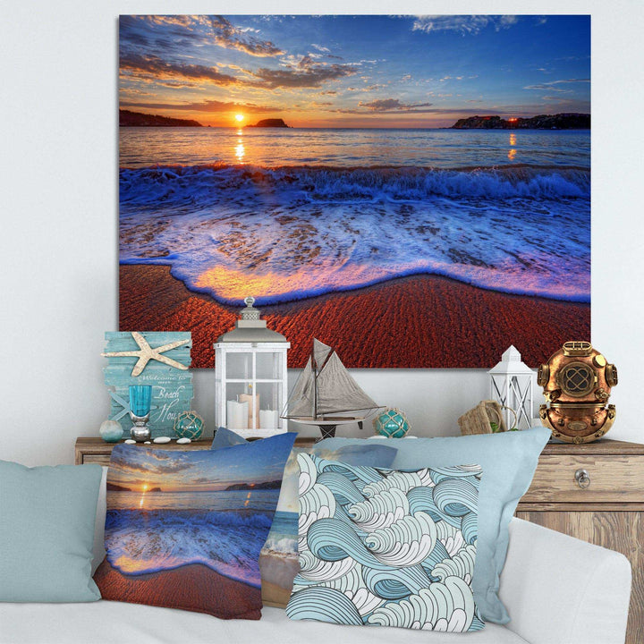 Blue Waves on Sandy Beach