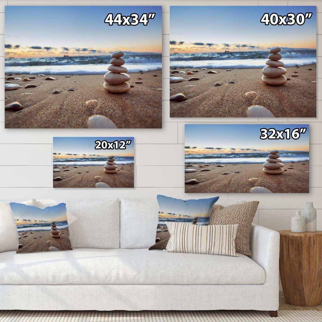 Stones Balance on Sandy Beach