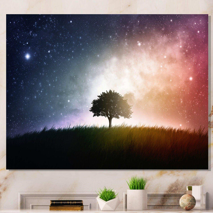 Single Tree Space Background