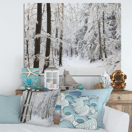 Dense Winter Forest and Lane