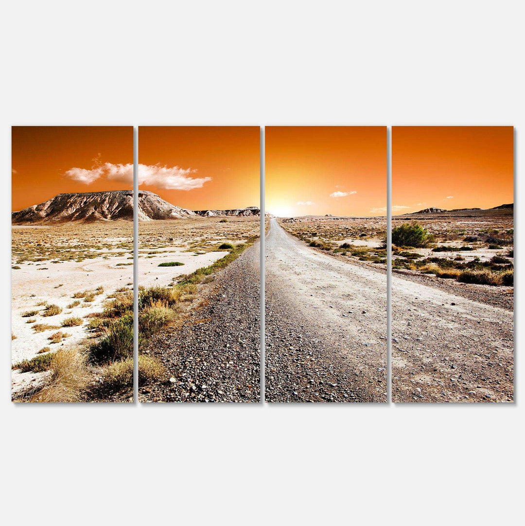 Sunset Desert with Pebble Road Multi-Panels