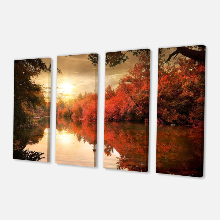 Colorful Fall Sunset over River Multi-Panels