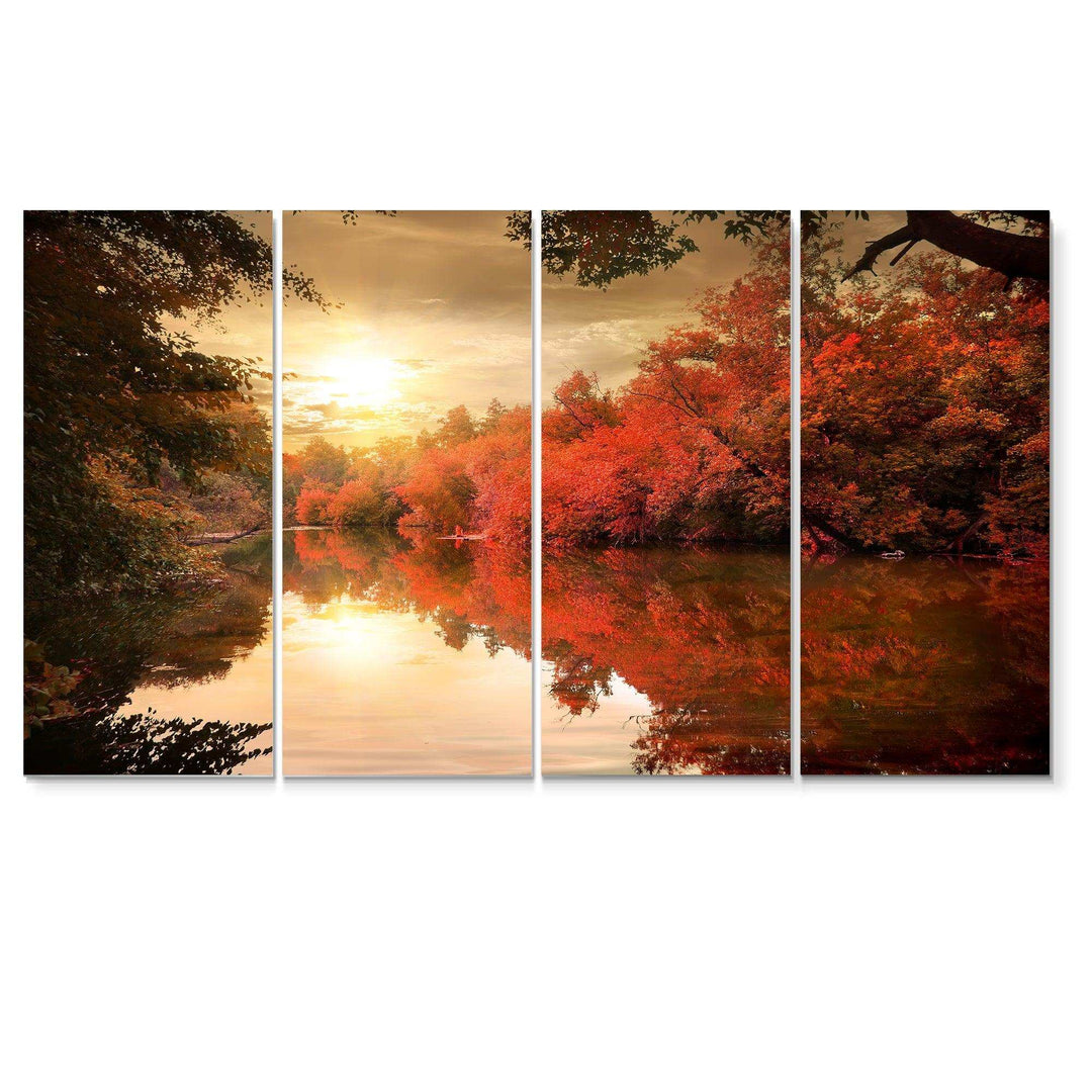 Colorful Fall Sunset over River Multi-Panels
