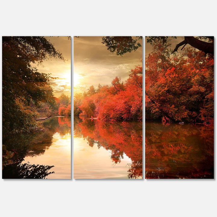 Colorful Fall Sunset over River Multi-Panels