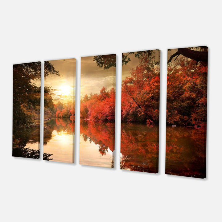 Colorful Fall Sunset over River Multi-Panels