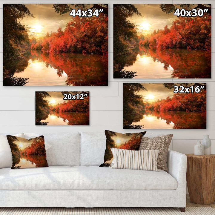 Colorful Fall Sunset over River