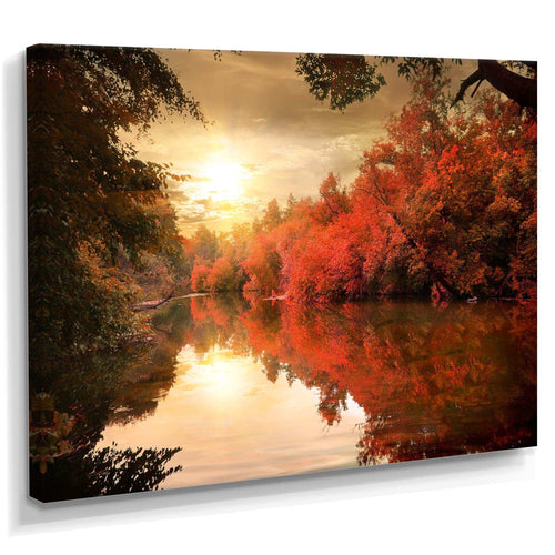 Colorful Fall Sunset over River