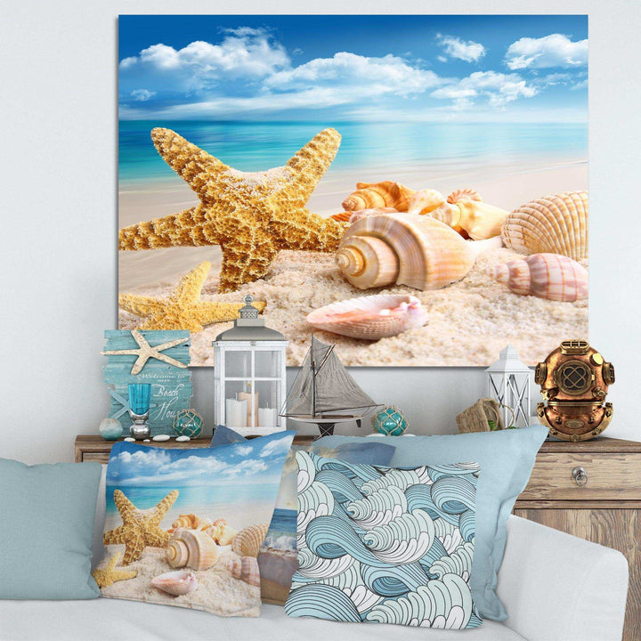 Starfish and Seashells on Beach