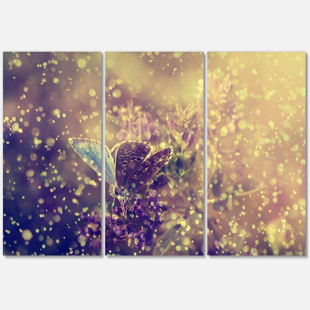 Blue Butterfly And Purple Flowers Multi-Panels