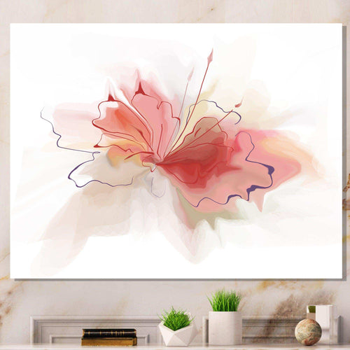 Pink Watercolor Flower Sketch - Floral Living Room Wall Decor