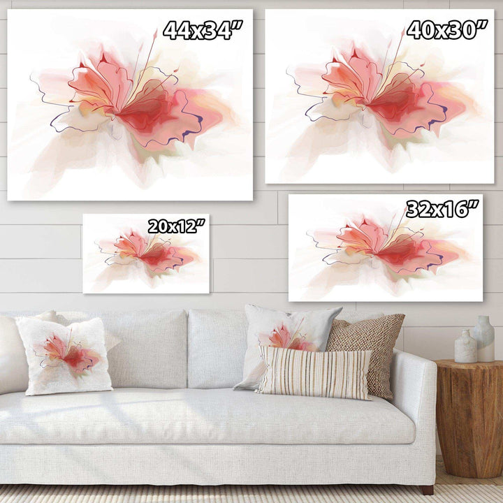 Pink Watercolor Flower Sketch - Floral Living Room Wall Decor