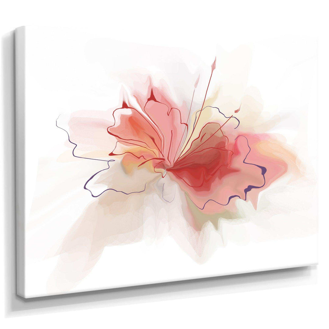 Pink Watercolor Flower Sketch - Floral Living Room Wall Decor