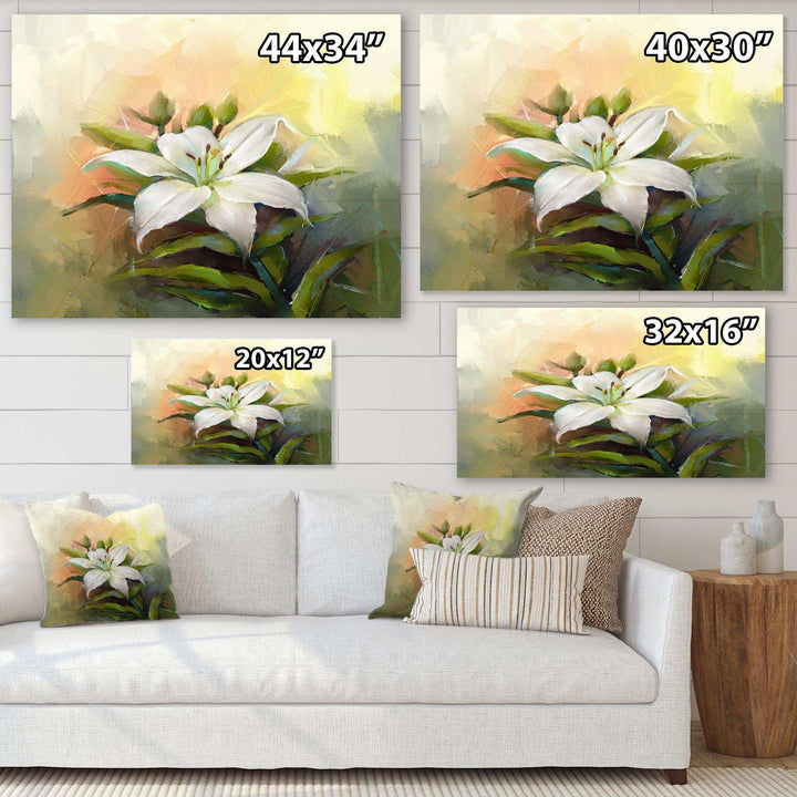 White Lily Flower Oil Painting