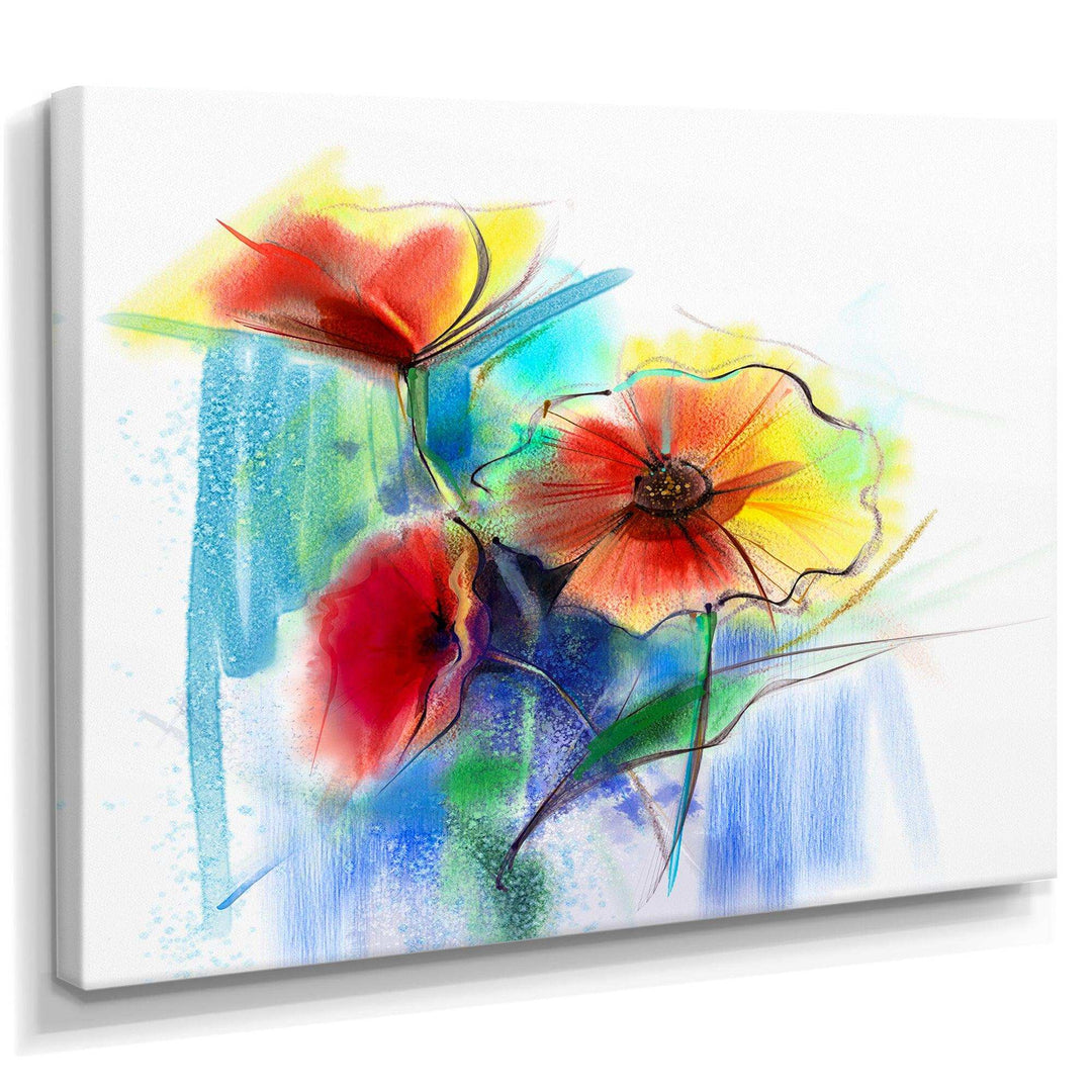 Watercolor Multi color Flower - Floral Living Room Wall Decor