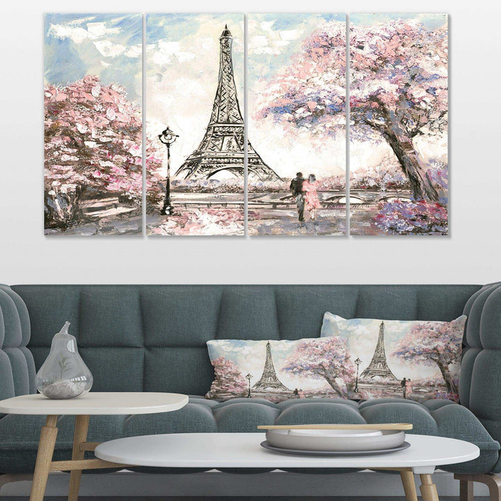 Eiffel with Pink Flowers Multi-Panels