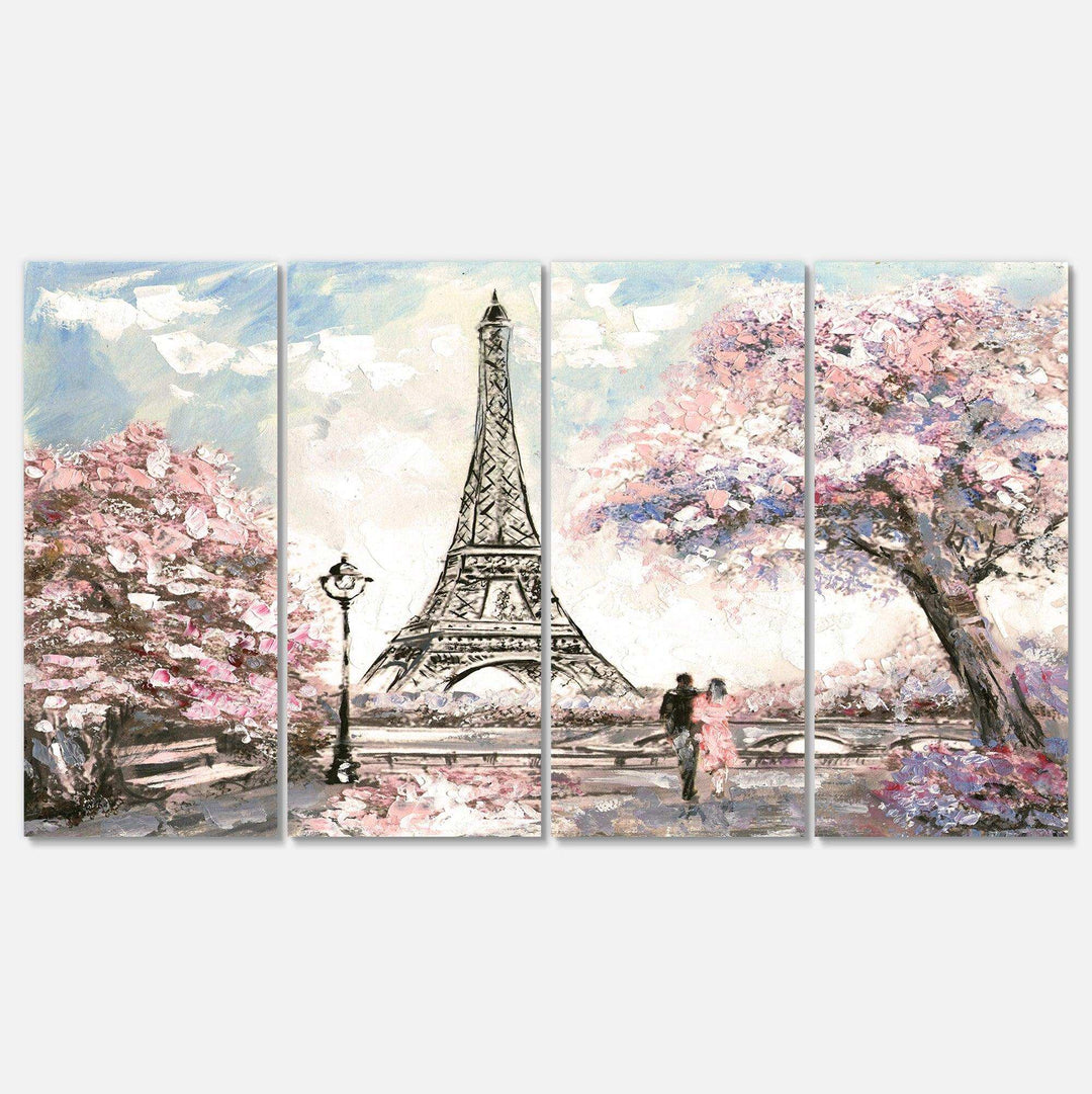 Eiffel with Pink Flowers Multi-Panels