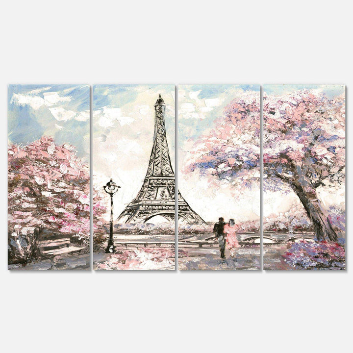 Eiffel with Pink Flowers Multi-Panels