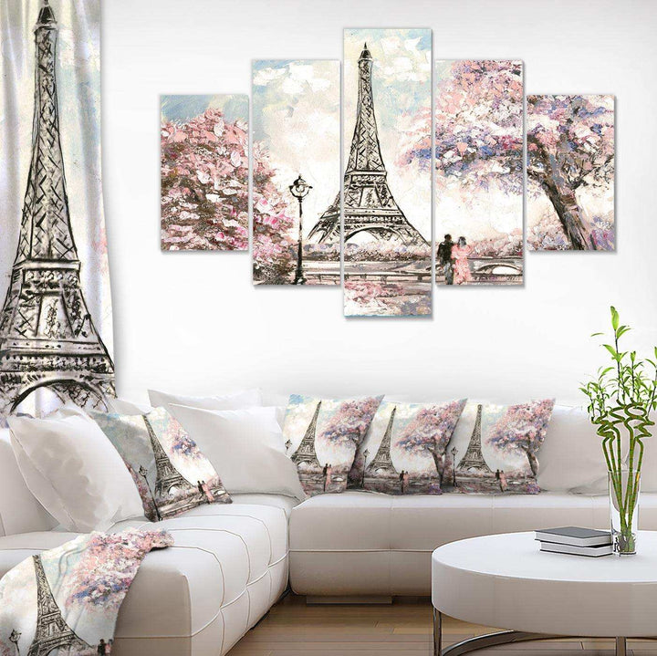 Eiffel with Pink Flowers Multi-Panels