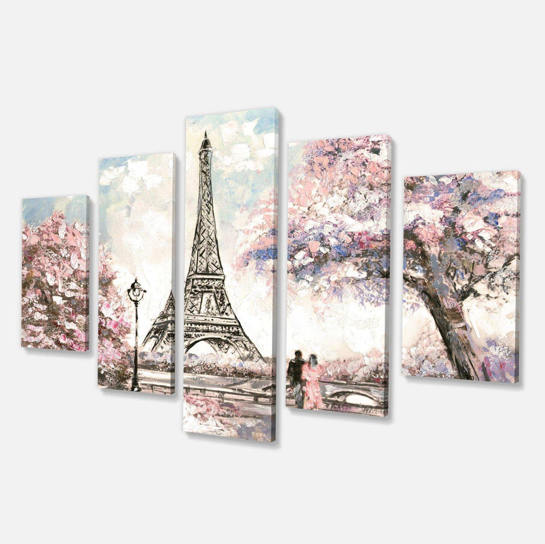 Eiffel with Pink Flowers Multi-Panels