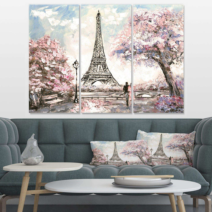 Eiffel with Pink Flowers Multi-Panels