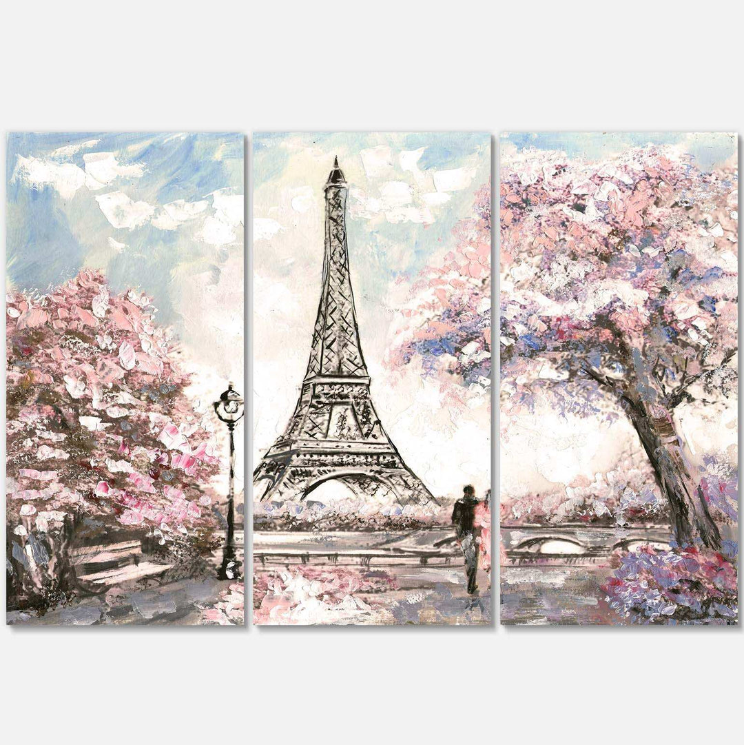 Eiffel with Pink Flowers Multi-Panels