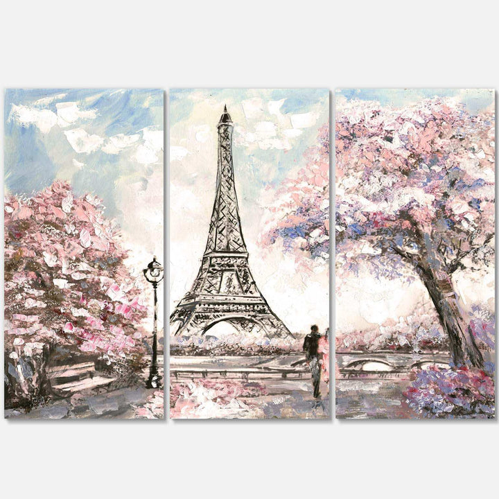 Eiffel with Pink Flowers Multi-Panels