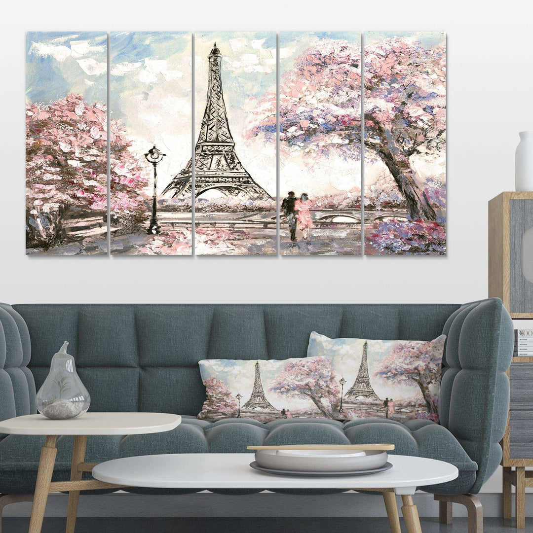 Eiffel with Pink Flowers Multi-Panels