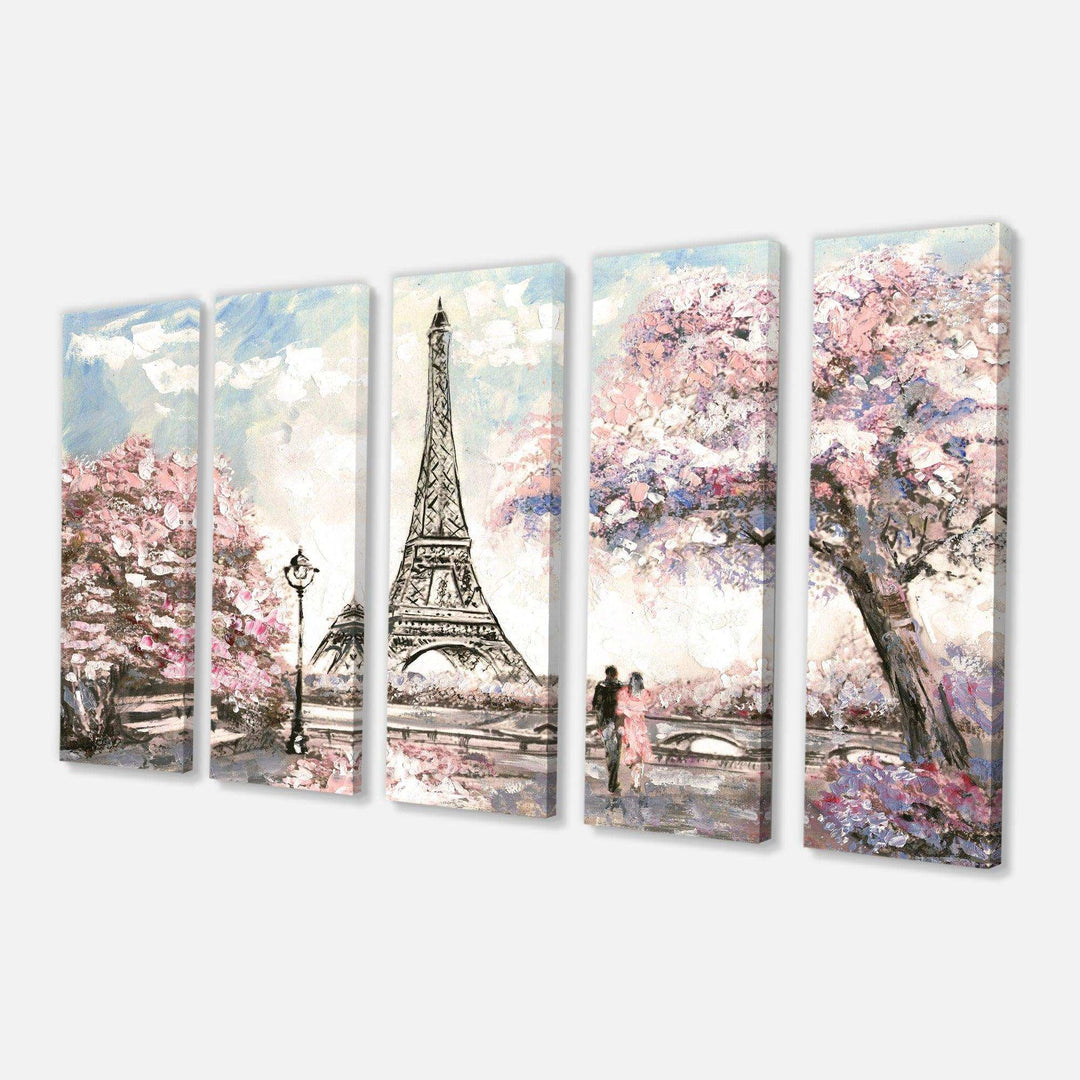 Eiffel with Pink Flowers Multi-Panels