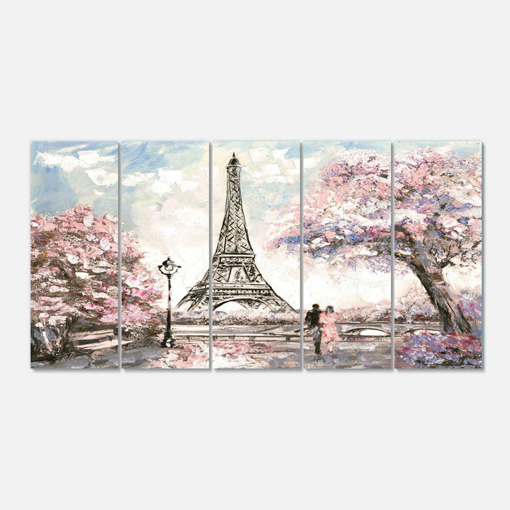 Eiffel with Pink Flowers Multi-Panels