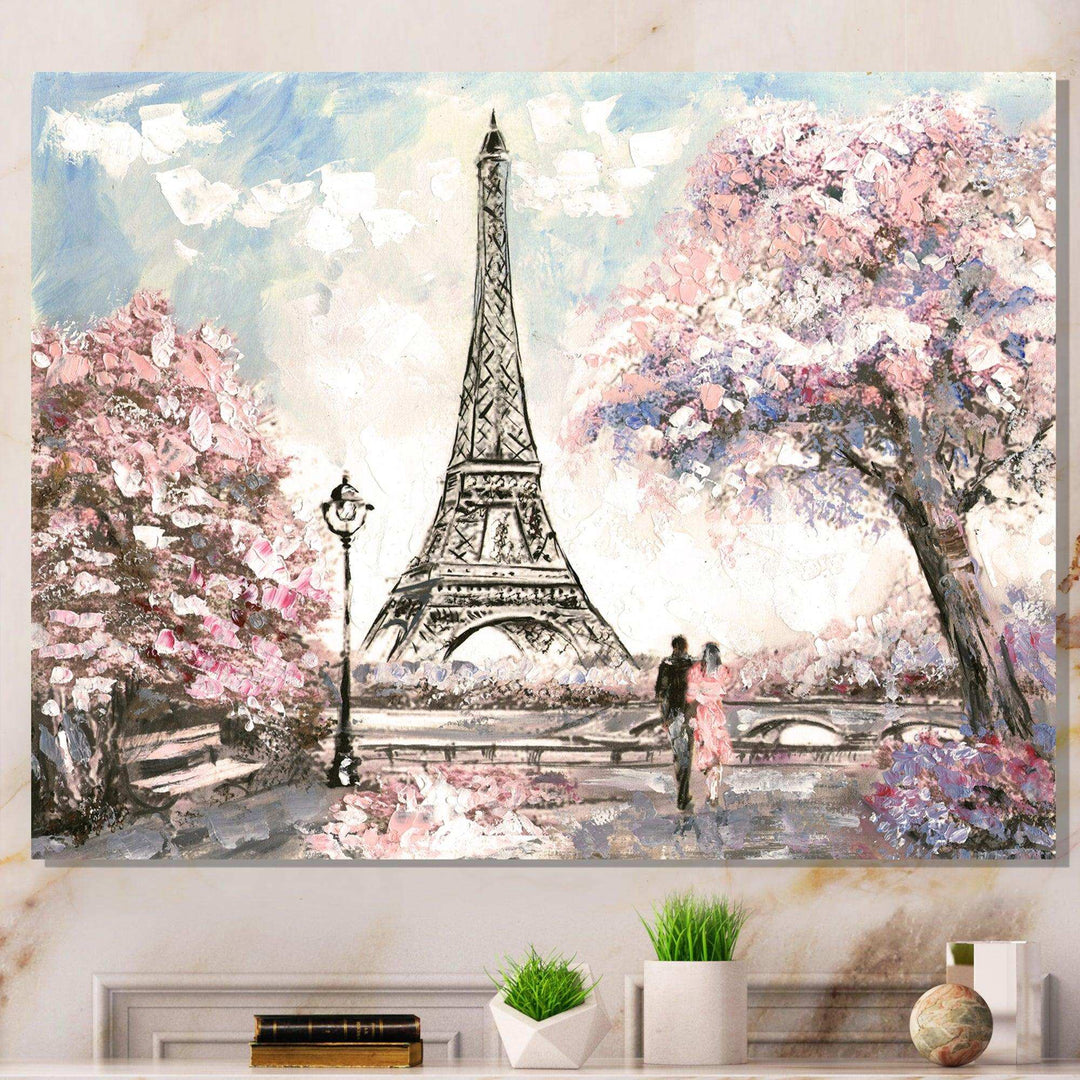 Eiffel with Pink Flowers