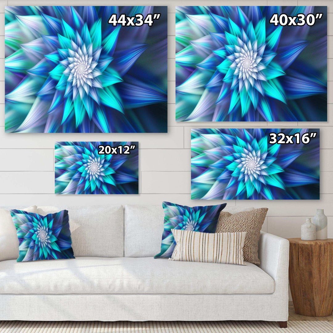 Large Blue Alien Fractal Flower - Modern Wall Art Prints