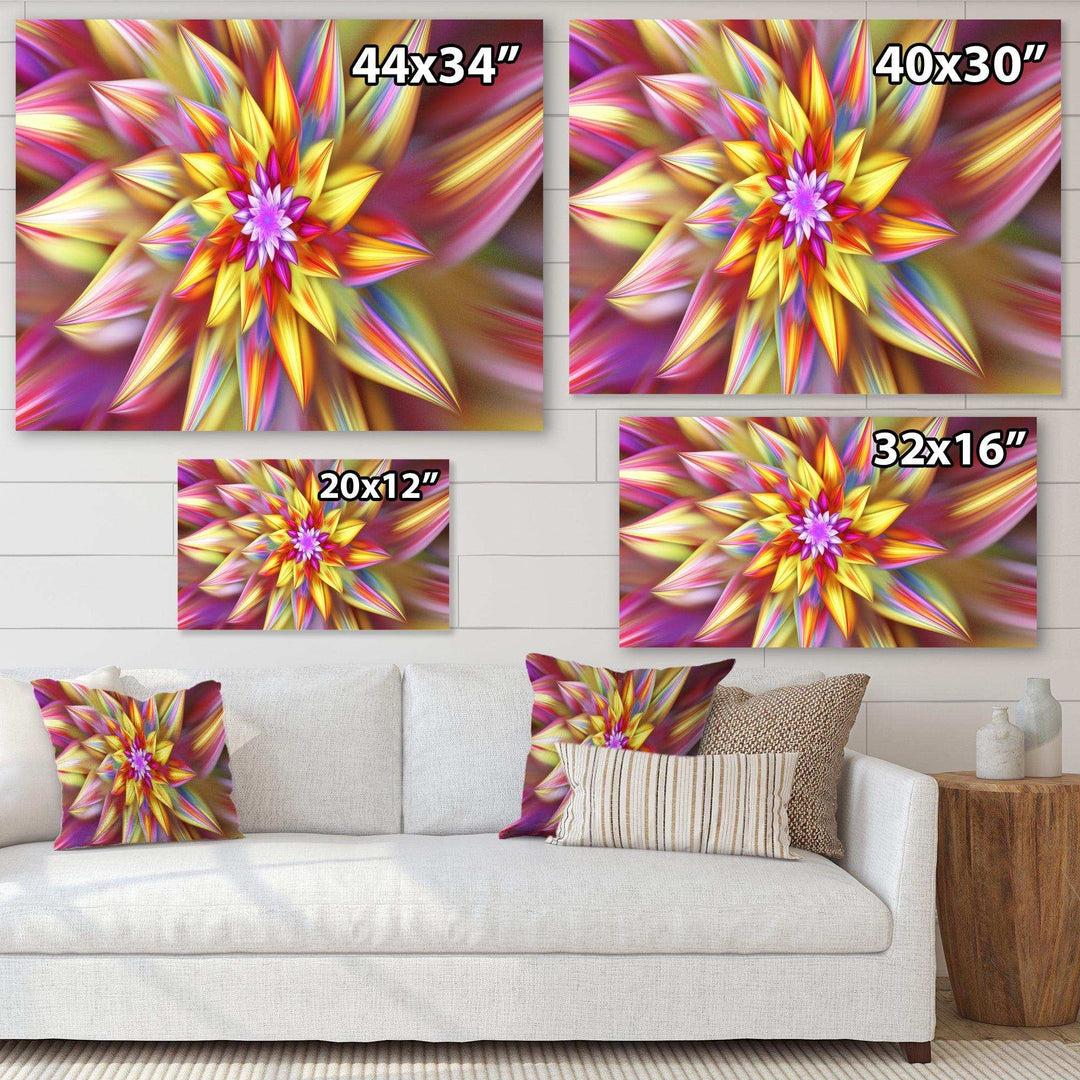 Large Multi Color Alien Fractal Flower - Modern Canvas Wall Art