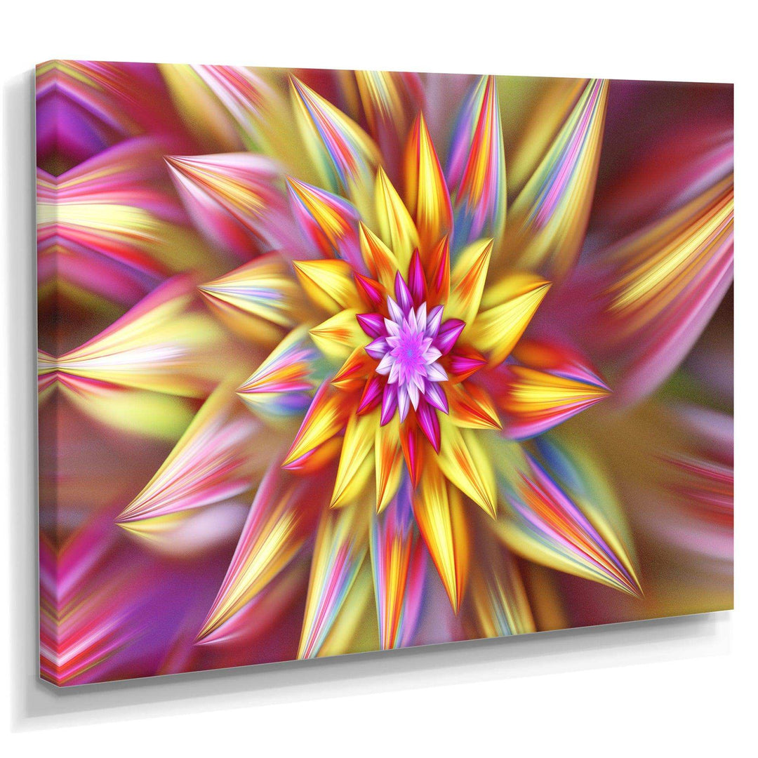 Large Multi Color Alien Fractal Flower - Modern Canvas Wall Art